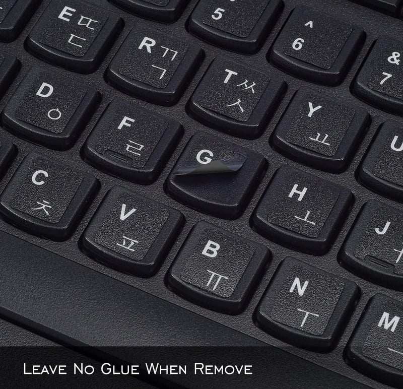 DAMMOMKO 2PCS Korean Keyboard Stickers, Keyboard Letter Stickers Black Background with White Lettering, Keyboards Letters Replacement Sticker for Computer Notebook Laptop Desktop Keyboard - Image 4